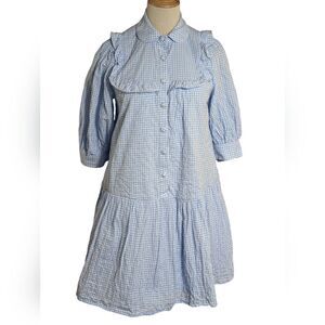 Sandy Liang Blue Checked Babydoll Dress